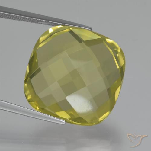 26.21 ct Yellow Quartz, 19.1 x 19.1 mm Cushion Checkerboard From Brazil, Photo A