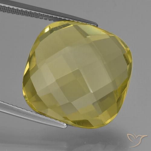19,3 x 19,2mm kissenschliff gelber Quarz aus Brasilien, Gewicht von 26,81 ct, natürlicher Edelstein in VVS-VS Reinheit, 1 Stück kissenschliff Quarz - Farbe: Hellgelb, Mohs-Härte von 7 Geeignet für den täglichen Gebrauch im Schmuck, Photo A