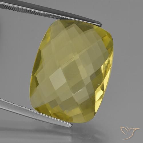 14.69 ct Yellow Quartz, 20.1 x 15.2 mm Cushion Checkerboard From Brazil, Photo A