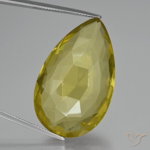 55.06ct Natural Light Yellow Quartz, Pear Shape, VVS-VS