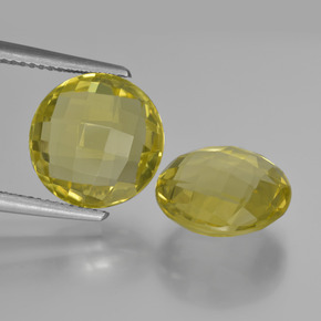 10.55 ct Yellow Quartz Gemstone, Quartz Gem in Round Checkerboard (double sided) Shape for Sale.