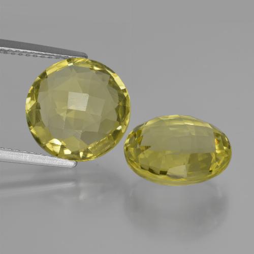 Pineapple Yellow Quartz Gem - 5.1ct Round Checkerboard (double sided) (ID: 417686)