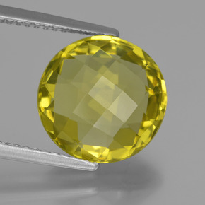 Corn Yellow Кварц Камень - 5.3ct Круглая форма шахматная огранка (двусторонняя) (ID: 417847)