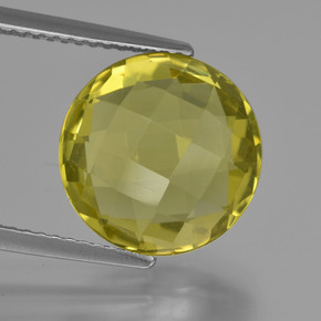 Corn Yellow Quarz Edelstein - 5.4ct Rund Schachbrett (beidseitig) (ID: 417855)
