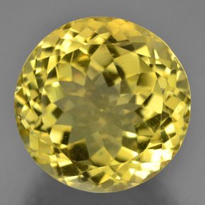 24.67 ct Yellow Quartz Gemstone, Quartz Gem in Round Facet Shape for Sale.