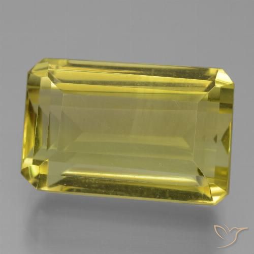 15.59ct Natural Medium-Light Yellow Quartz, Emerald Cut, VVS-VS