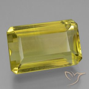 15.59 ct Yellow Quartz Stone, Natural Quartz in Octagon Step Cut Shape for Sale