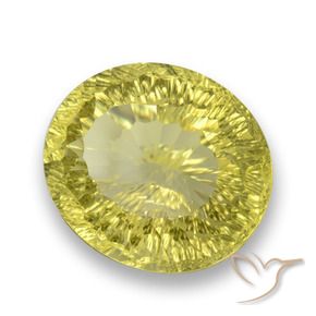 31.29 ct Yellow Quartz Stone, Natural Quartz in Oval Concave Cut Shape for Sale