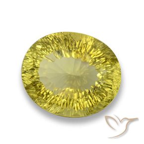 30.65 ct Yellow Quartz Stone, Natural Quartz in Oval Concave Cut Shape for Sale