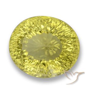 27.80 ct Yellow Quartz Stone, Natural Quartz in Oval Concave Cut Shape for Sale