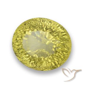 29.40 ct Yellow Quartz Stone, Natural Quartz in Oval Concave Cut Shape for Sale