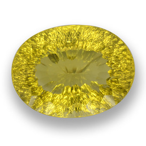70.83 ct Yellow Quartz Gemstone, Quartz Gem in Oval Concave Cut Shape for Sale.