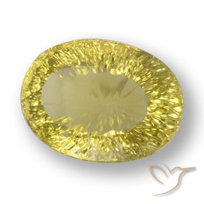 33.78 ct Yellow Quartz Stone, Natural Quartz in Oval Concave Cut Shape for Sale