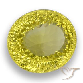 38.26 ct Yellow Quartz Stone, Natural Quartz in Oval Concave Cut Shape for Sale