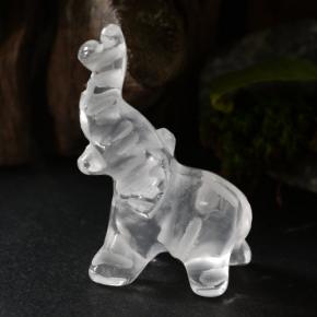 11.02 ct White Quartz Gemstone, Quartz Gem in Carved Elephant Shape for Sale.