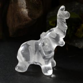 11.02 ct White Quartz Stone, Natural Quartz in Carved Elephant Shape for Sale
