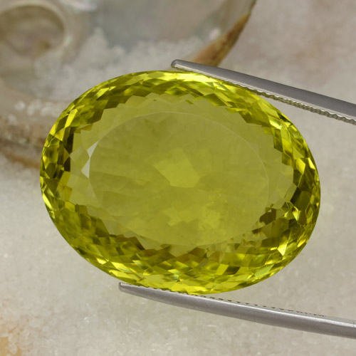 Зеленовато-желтый Кварц Камень - 56.9ct Овальная Португальская Огранка (ID: 469543)