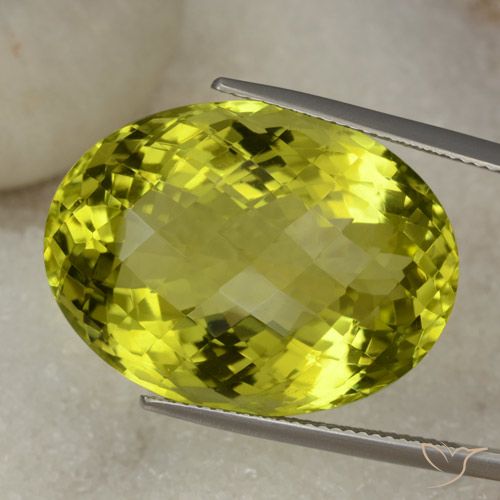 39.34ct Natural Greenish Yellow Quartz, Oval, VVS