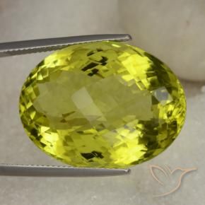 39.34 ct Yellow Quartz Stone, Natural Quartz in Oval Checkerboard Shape for Sale