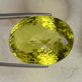 41.13 ct Yellow Quartz Stone, Natural Quartz in Oval Checkerboard Shape for Sale