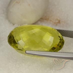 Quartz Gemstone in 25 x 18 mm (calibrated) Size for Sale, Quartz Stone in Greenish Yellow Color