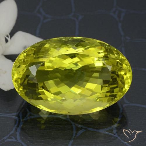 38.11 ct Yellow Quartz, 26.2 x 16.9 mm Oval Portuguese Cut From Brazil, Photo A