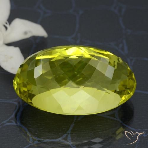 Quartz Gemstone in 26.2 x 16.9 mm Size for Sale, Quartz Stone in Medium Yellow Color