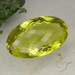 130.99 ct Yellow Quartz Stone, Natural Quartz in Oval Checkerboard Shape for Sale