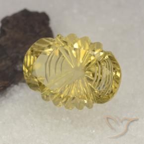 14.86 ct Golden Quartz Stone, Natural Quartz in Fancy Carved Oval Shape for Sale