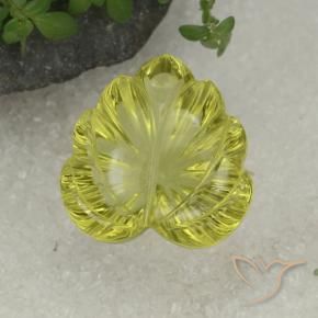 15.29 ct Yellow Quartz Stone, Natural Quartz in Carved Leaf Shape for Sale