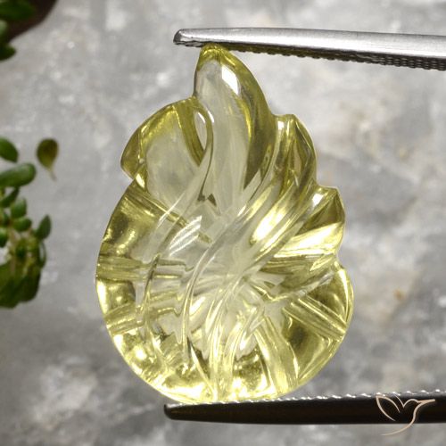 12.97 ct Yellow Quartz, 20.9 x 14.9 mm Carved From Brazil, Photo A