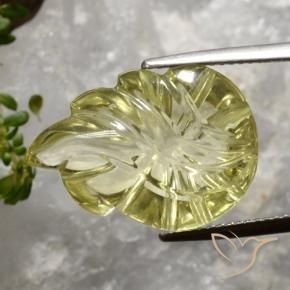 12.97 ct Yellow Quartz Stone, Natural Quartz in Carved Leaf Shape for Sale