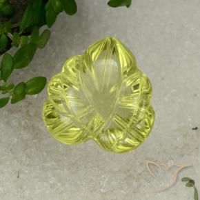 11.48 ct Yellow Quartz Stone, Natural Quartz in Carved Leaf Shape for Sale