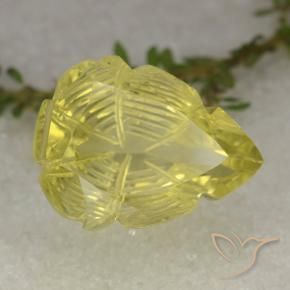 19.07 ct Yellow Quartz Stone, Natural Quartz in Carved Leaf Shape for Sale