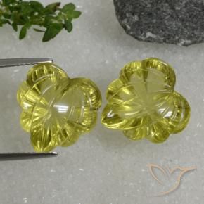 20.42 ctw Yellow Quartz Stones, Natural Quartz in Carved Leaf Shape for Sale