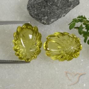 21.68 ctw Yellow Quartz Stones, Natural Quartz in Carved Leaf Shape for Sale