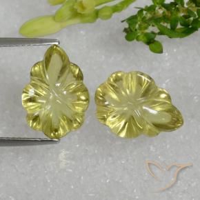 9.50 ctw Yellow Quartz Stones, Natural Quartz in Carved Leaf Shape for Sale