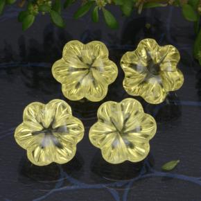 Light Pineapple Yellow Quarz Edelstein - 2.6ct Geschnitzte Blume (ID: 470150)