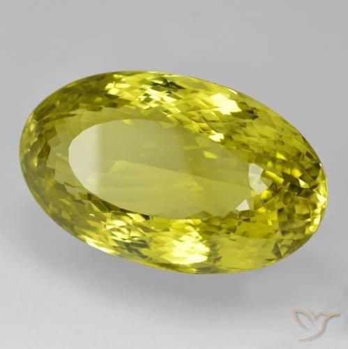 97.05 ct Yellow Quartz Stone, Natural Quartz in Oval Portuguese-Cut Shape for Sale