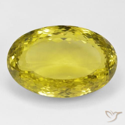 90.42 ct Yellow Quartz, 33.9 x 22.6 mm Oval Portuguese Cut From Brazil, Photo A