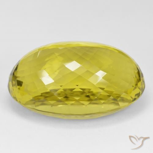 Quartz Gemstone in 33.9 x 22.6 mm Size for Sale, Quartz Stone in Medium Dark-Yellow Color