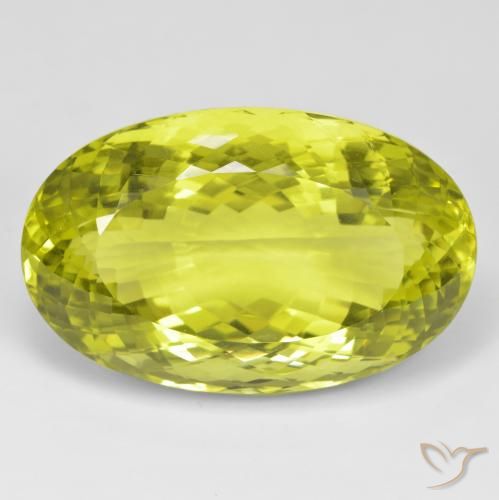89.56 ct Yellow Quartz, 36 x 22.7 mm Oval Portuguese Cut From Brazil, Photo A