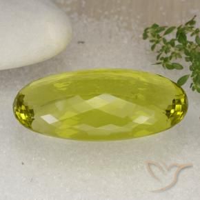 Quartz Gemstone in 41.1 x 22.4 mm Size for Sale, Quartz Stone in Lemon Yellow Color