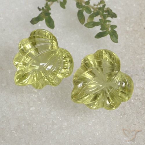 Par de Cuarzo Elegante a juego de 15x14,7 mm - Peso 19,94 ct en total / promedio. 9,97 ct cada uno, piedra preciosa natural , color Amarillo limón con claridad Transparente, dureza Mohs 7 Adecuado para joyas de uso diario, Photo A