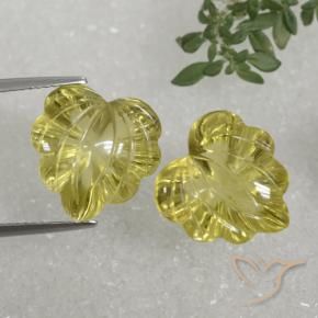 16.87 ctw Yellow Quartz Stones, Natural Quartz in Carved Leaf Shape for Sale
