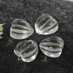 6.30 ctw White Quartz Gemstones, Quartz Gems in Carved Heart Shape for Sale.