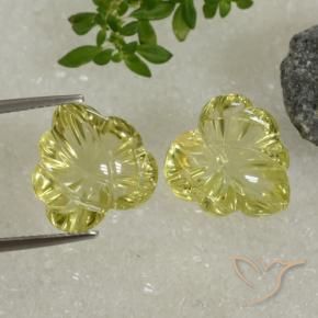 13.09 ctw Yellow Quartz Stones, Natural Quartz in Carved Leaf Shape for Sale