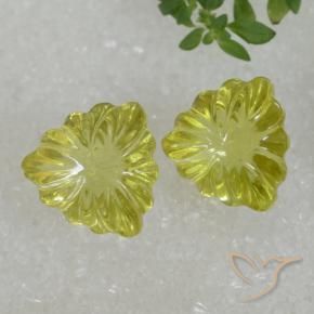 10.43 ctw Yellow Quartz Stones, Natural Quartz in Fancy Carved Trillion Shape for Sale