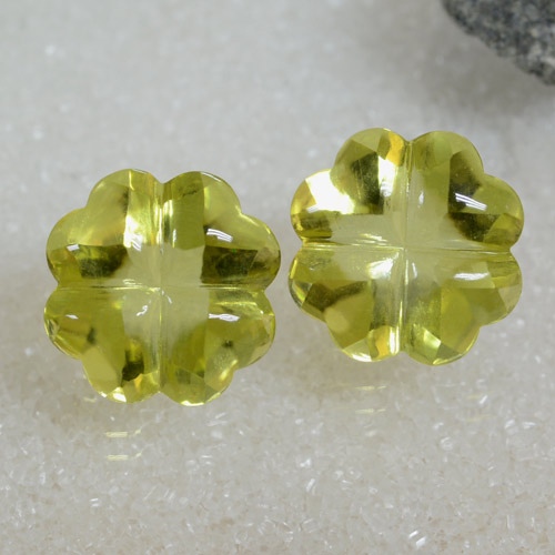 Green Yellow Quartz Gem - 9.6ct Carved Flower (ID: 470557)