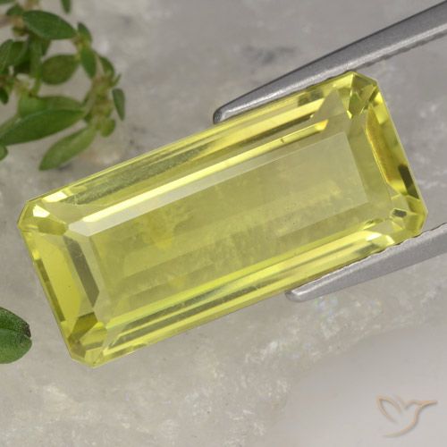 7.14ct Natural Light Yellow Quartz, Emerald Cut, VVS-VS